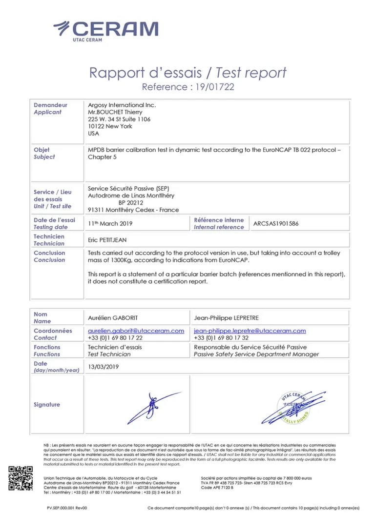 M-PDB Certificate UTAC EURONCAP AXAC