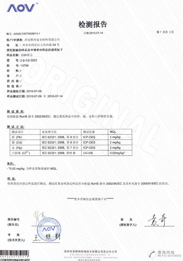 Pass Testing According to RoHS Instructions